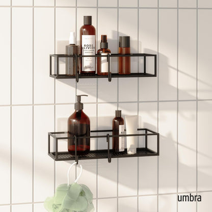 Cubiko Shower Caddy, Metal Floating Adhesive, Set of 2, Black2