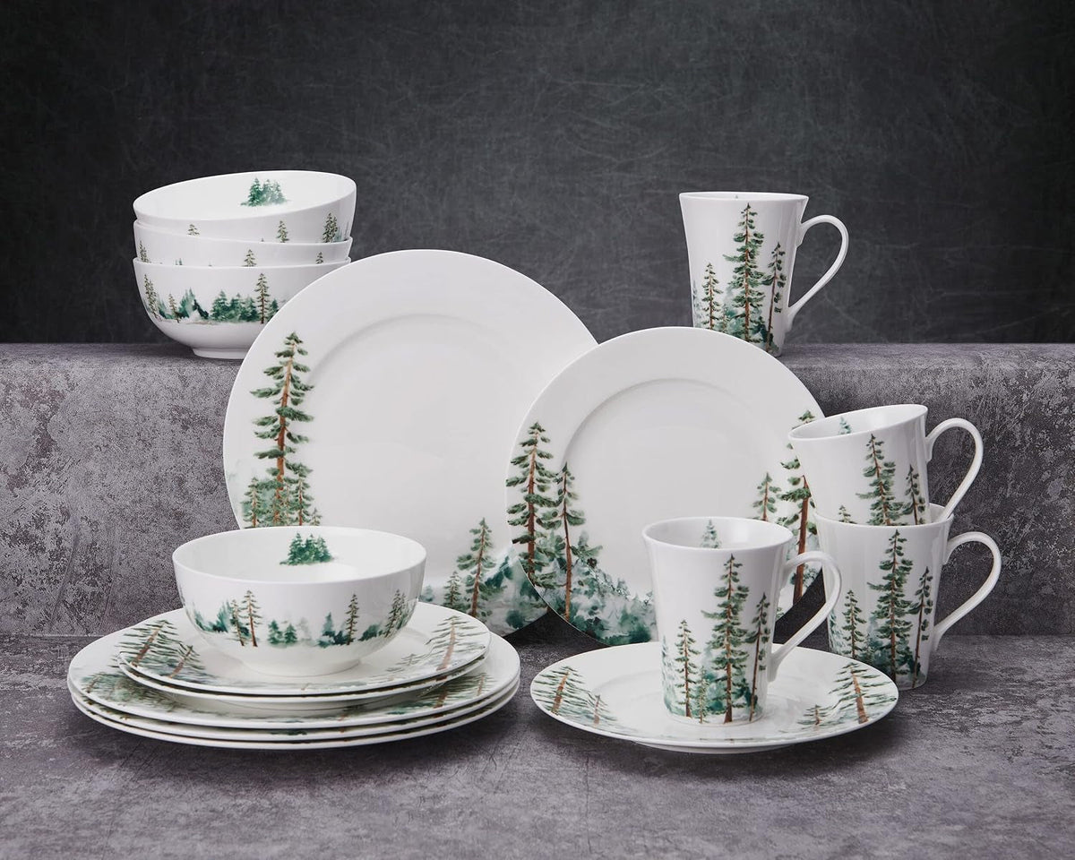 watercolor-forest-bone-china-lightweight-chip-resistant-16-piece-dinnerware-set-service-for-4-white
