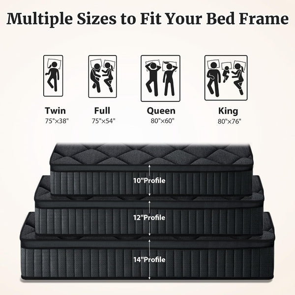 Queen Mattress 12 Inch, Firm Hybrid Memory Foam Mattress in a Box with Individual Pocket Springs, Pressure Relief, Motion Isolation, Fiberglass Free, Certipur-Us Certified 80"X 60"(Gray)8