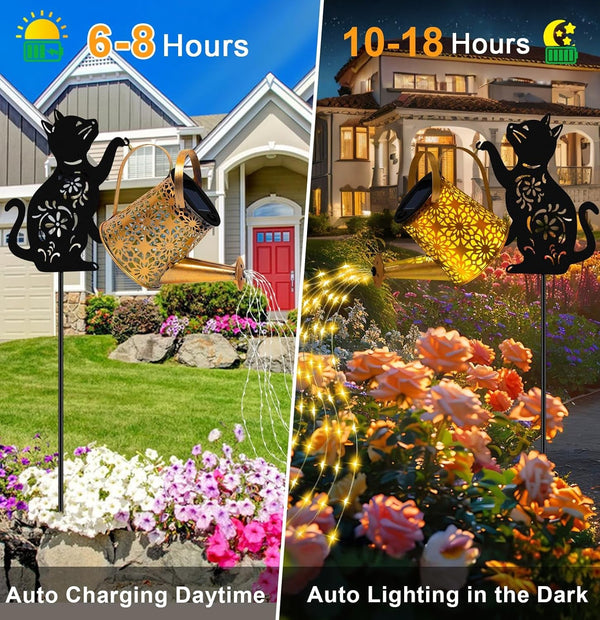 Solar Garden Lights Outdoor Decor, Cat Watering Can Lights for Yard, 1 Pack3