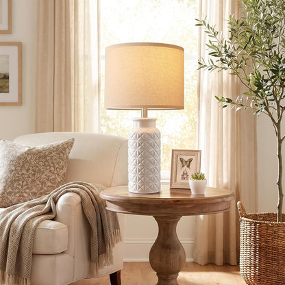 22.6" Modern Ceramic Bedside Lamps Set of 2, Lamps for Bedroom,White7