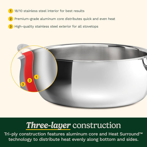 Pureclad™ Triple Ply Stainless Steel 4.5 Qt. Dutch Oven W/Cover, PCT3545-245
