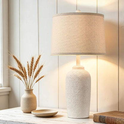 Farmhouse Table Lamp for Living Room, Stone-Like Bedside Lamp for Bedroom1