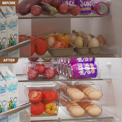 Egg Holder for Fridge, Automatic Rolling Egg Container, Clear, 2Pack6