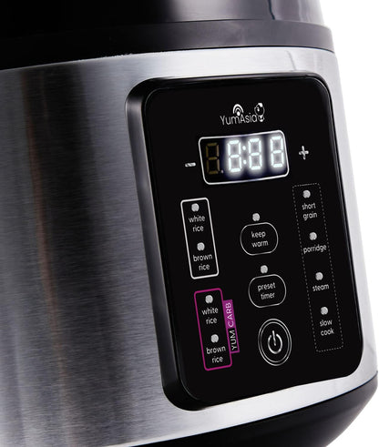 Kumo Yumcarb Rice Cooker with Ceramic Bowl and Advanced Fuzzy Logic, (5.5 Cups, 1 Litre), 5 Rice Cooking Functions, 3 Multicooker Functions, 110V US Power (Light Stainless Steel)8