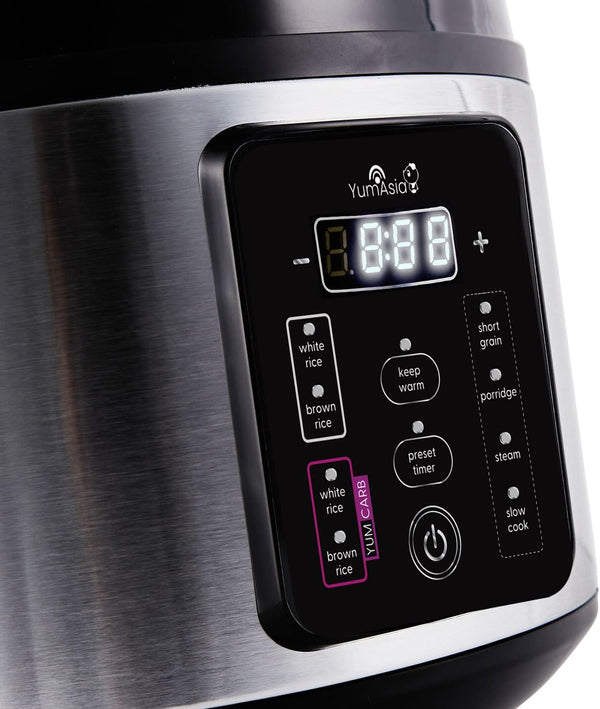 Kumo Yumcarb Rice Cooker with Ceramic Bowl and Advanced Fuzzy Logic, (5.5 Cups, 1 Litre), 5 Rice Cooking Functions, 3 Multicooker Functions, 110V US Power (Light Stainless Steel)8