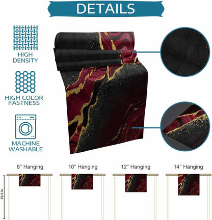 Table Runner Red Abstract Marble Table Runners Dresser Scarves Burgundy Black Malachite Gold Veins Table Decor Seasonal Kitchen Dining Table Decoration for Home Holiday Party Decor 13X108 Inch7