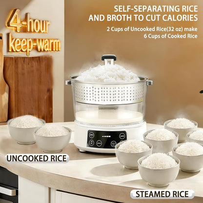 3L Low Carb Rice Cooker, Multi-Rice Cooker with Auto Lift Filter Basket, Separate Rice from Soup, Steam or Boil, Smart Touchscreen Precise Temperature Control, for Home Use5