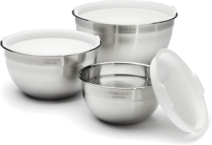 CTG-00-SMB Stainless Steel Mixing Bowls with Lids, 3 Piece & CTG-00-SMP Stainless Steel Measuring Spoons, Set of 42