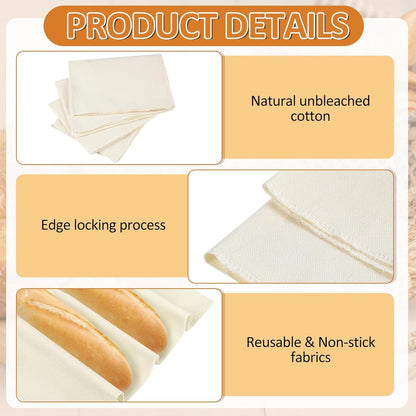 4PCS Tea Towels for Baking Sourdough, 14X18.8 Inch Reusable Thick Bread Towels for Proofing, Bread Cloth for Baguettes, Pastry, Loaves4