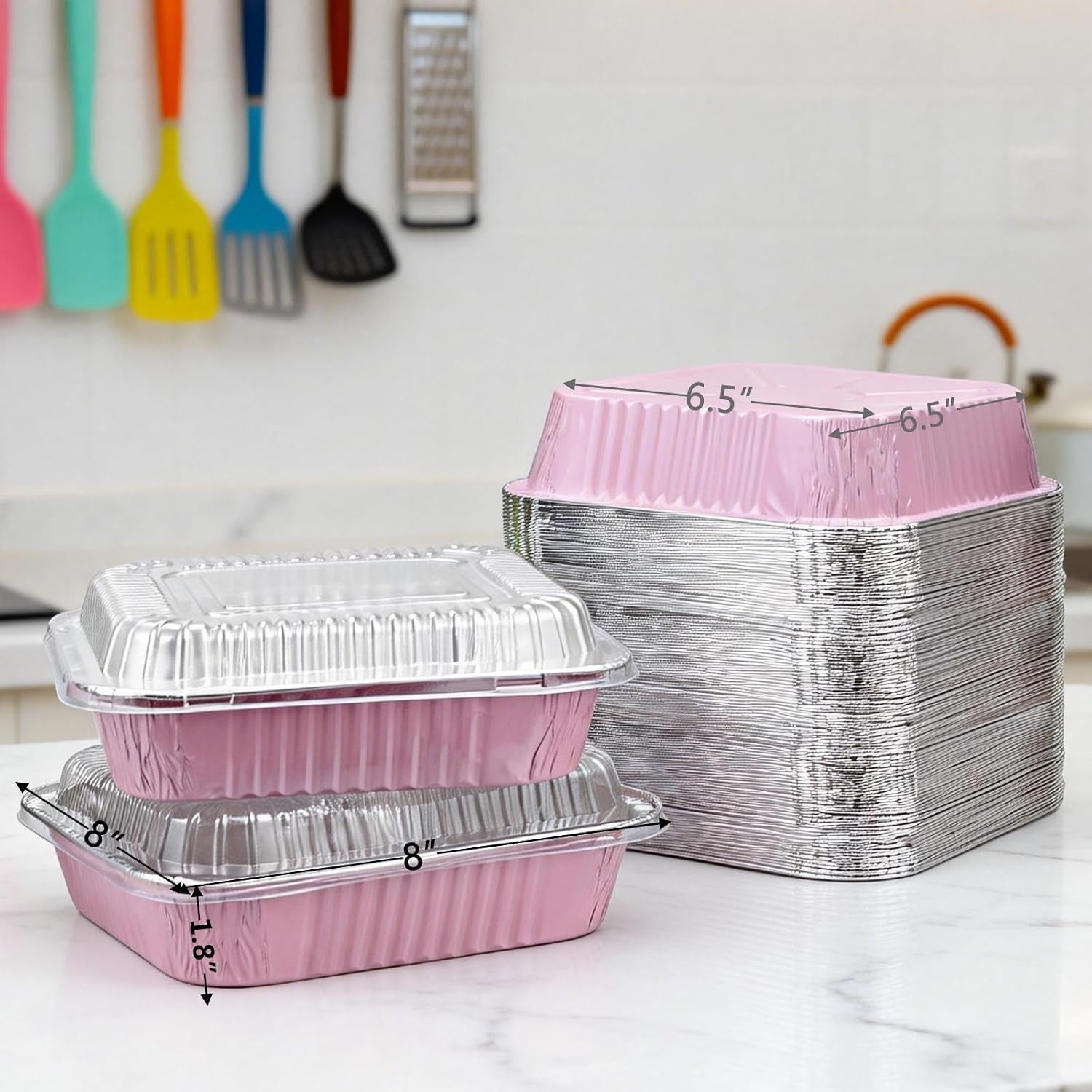 35-pack-pink-8x8-inch-disposable-aluminum-pans-with-plastic-lids-stickers-and-cake-spoons-square-cake-pans-for-parties-baking-trays-foil-pans-for-holiday-cooking-parties-meal-prep-storage