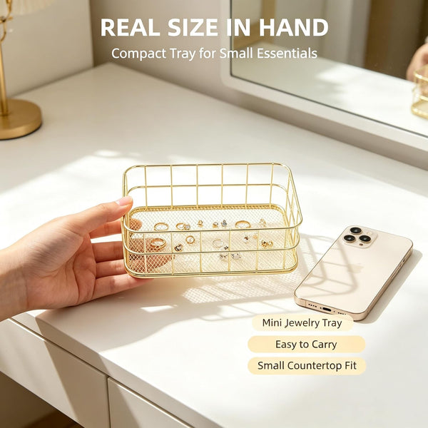 6.8"X4.8" Small Gold Metal Basket - Wire Mesh for Organizing3