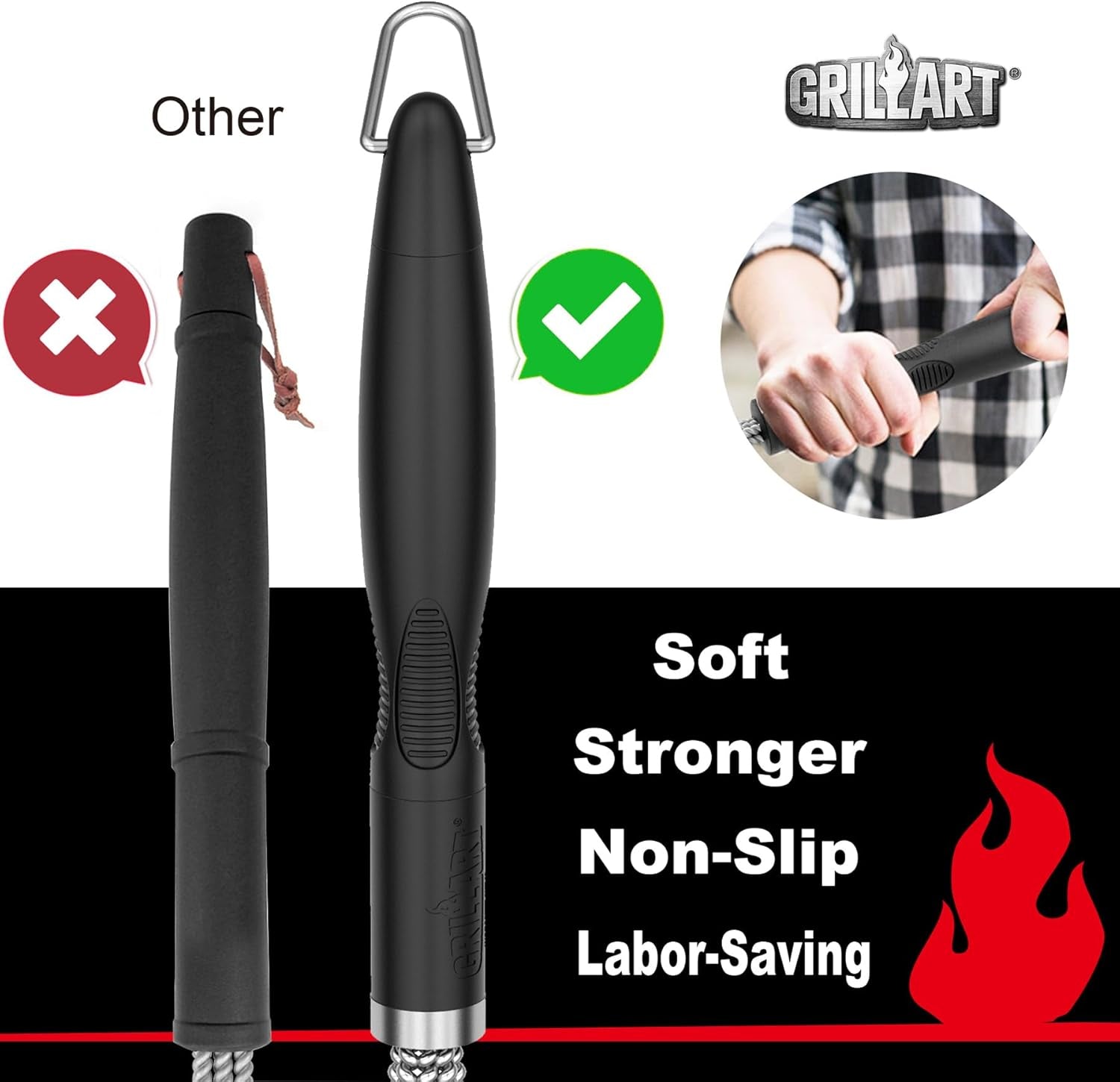 grill-brush-18-extra-strong-handle-bbq-cleaner-with-scraper-remove-tough-grime-triple-safe-wire-bristle-scrubbers-for-gas-charcoal-smoker-steel-grates-360-wizard-cleaning
