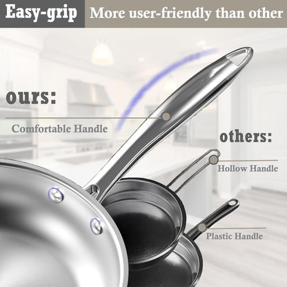 Stainless Steel Pots and Pans Set, 8 Piece Kitchen Induction Cookware Sets with Glass Lids, Works with Induction, Electric and Gas Cooktops, Non Toxic, Oven & Dishwasher Safe3