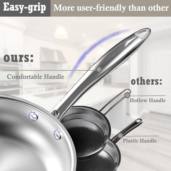 Stainless Steel Pots and Pans Set, 8 Piece Kitchen Induction Cookware Sets with Glass Lids, Works with Induction, Electric and Gas Cooktops, Non Toxic, Oven & Dishwasher Safe3