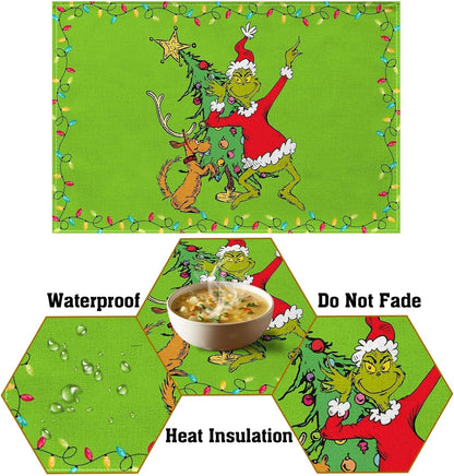 Green Christmas Placemats for Dinning Room Kitchen Table Merry Christmas Xmas Winter Holiday Party Tablemats Decoration -Pack of 45