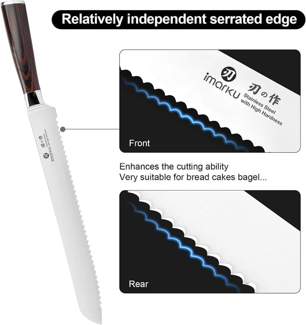 Bread Knife,10 in German Professional Homemade Bread Slicing Knife6