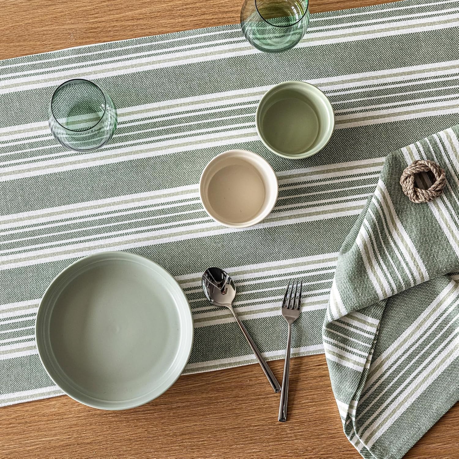 over-back-18x90-woven-striped-table-runner-washable-table-runners-for-a-custom-home-decor-tablescape-coffee-table-dinner-table-living-room-green