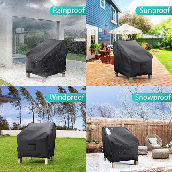 2 Pack Outdoor Patio Chair Covers Waterproof 38"Wx31"Dx29"H, Black | Patio Furniture Covers Protect from Rain, Dust & UV; Heavy-Duty Oxford Fits Lounge, Deep Seat & High Back Chairs on Lawns3