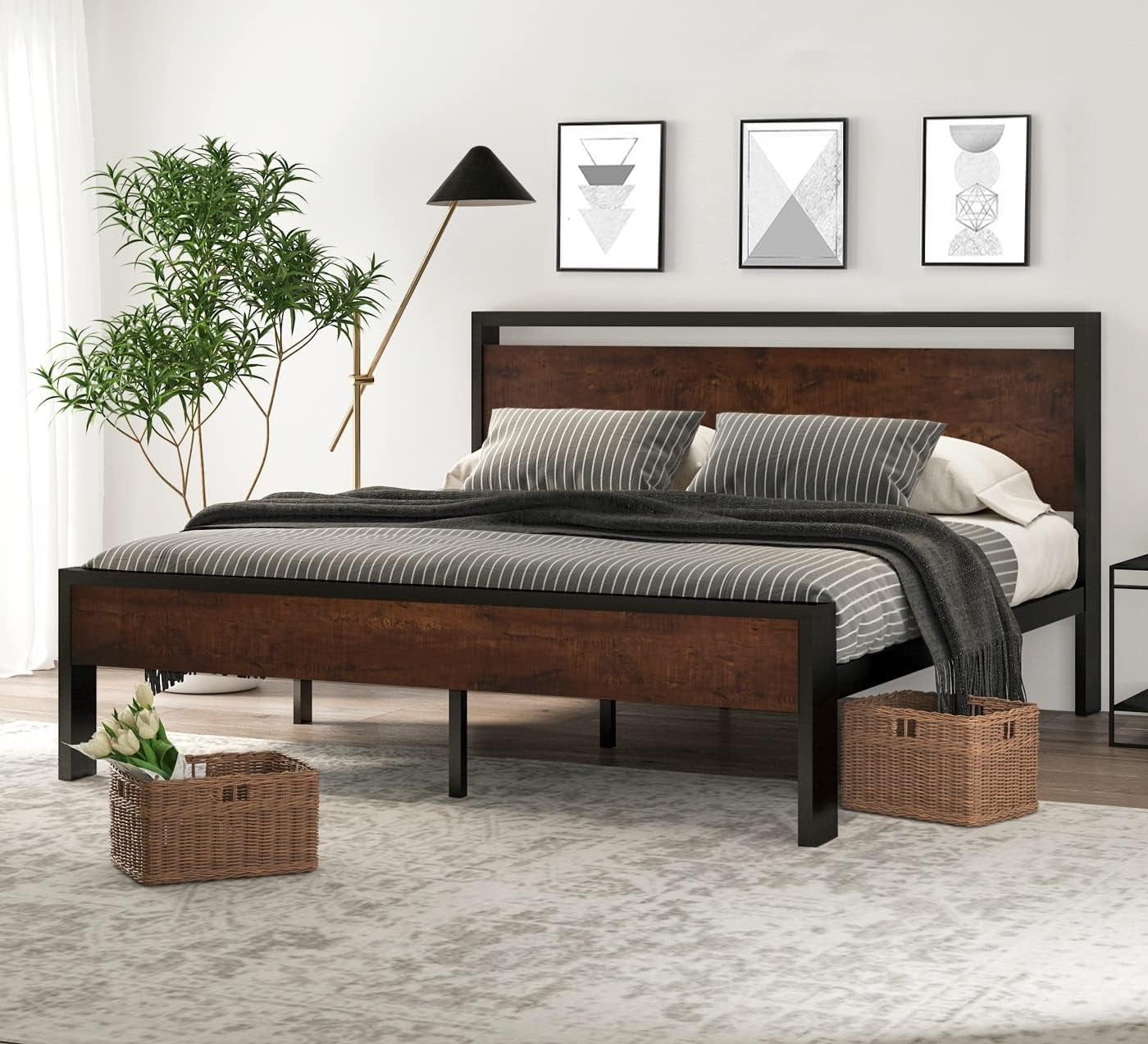 14-inch-king-size-metal-platform-bed-frame-with-wooden-headboard-and-footboard-mattress-foundation-no-box-spring-needed-large-under-bed-storage-mahogany