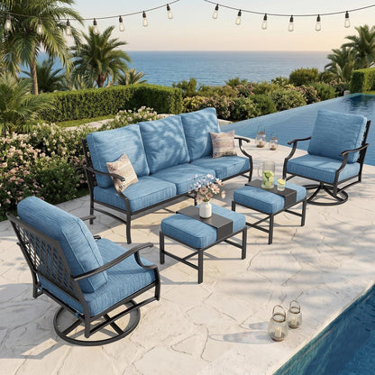 5-Piece Metal Outdoor Conversation Set, 7 Seats1