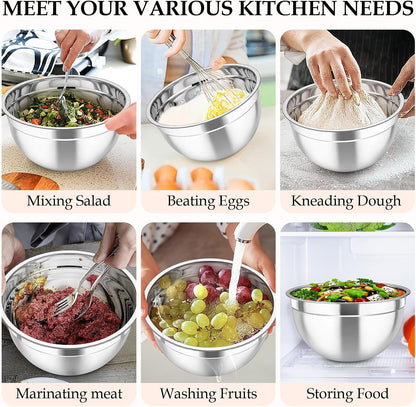 Mixing Bowls Set of 6, Stainless Steel Nesting Mixing Salad Bowl6