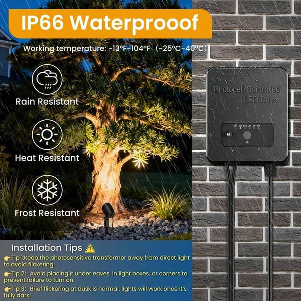 12W Low Voltage Landscape Lighting Kit, Outdoor Spotlight Yard 8Pack5