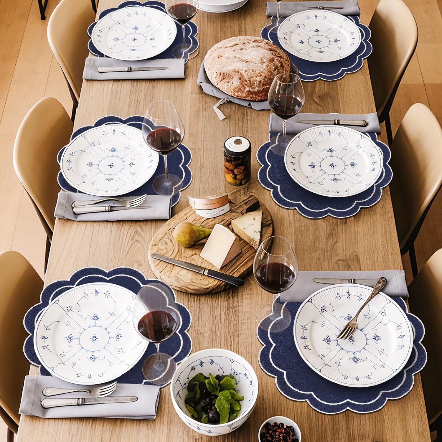 dark-blue-linen-placemats-embroidered-round-scalloped-kitchen-table-mats-for-party-home-dining-table-decor-set-of-6-15-x-15-in