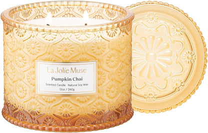 Pumpkin Chai Scented Candles for Home, Natural Soy 2-Wick1