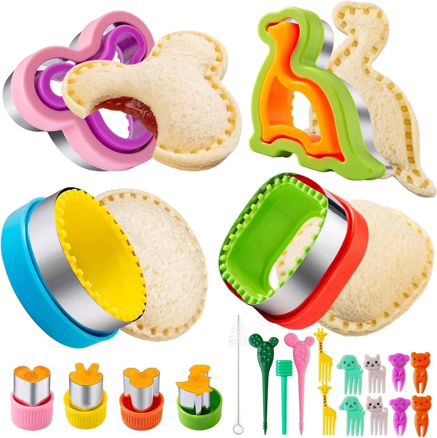 sandwich-cutter-for-kids-lunch-22-pcs-large-sandwich-maker-cookie-cutters-and-sealer-set-stainless-steel-bread-decruster-dinosaur-mickey-heart-shape-for-boys-girls