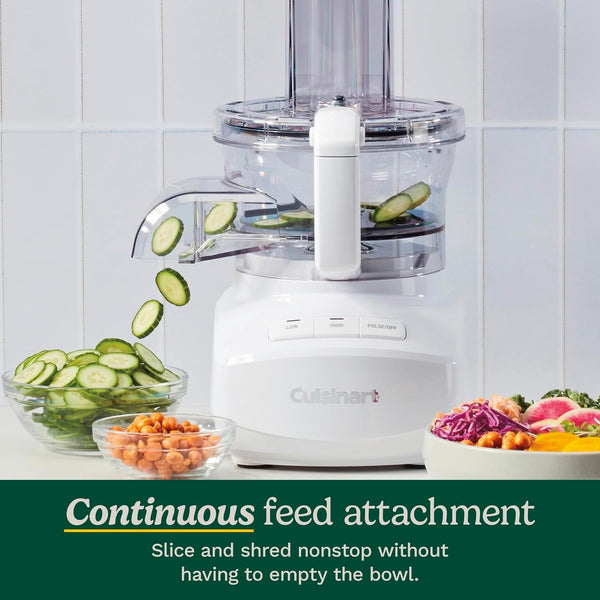 9-Cup Continuous Feed Food Processor with Fine and Medium Reversible Shredding and Slicing Disc, Universal Blade, Continuous-Feed Attachment, and In-Bowl Storage (White)2
