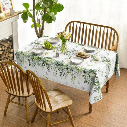 Spring Tablecloth 52 X 70 Inch Rectangular Green Eucalyptus2