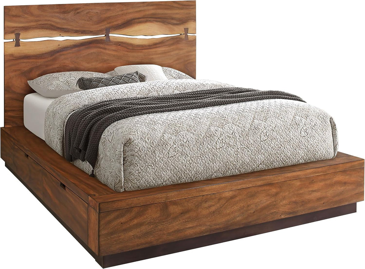 coaster-home-furnishings-winslow-wood-queen-platform-storage-bed-with-tall-headboard-4-concealed-compartments-and-bow-tie-inlays-bedroom-smokey-walnut-and-coffee-bean-223250sq