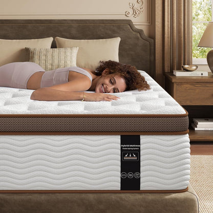 Firm Queen Size Mattress - 12 Inch Hybrid Queen Mattress in a Box - Back Pain Relief, Premium Support & Low Motion Transfer with Advanced Pocket Springs, Certipur-Us Certified1