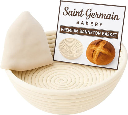 Premium round Bread Banneton Basket with Liner - Perfect Brotform Proofing Basket for Making Beautiful Bread (9 Inch)1