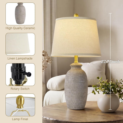 22.75" Ceramic Table Lamps Set of 2, Nightstand Lamps2