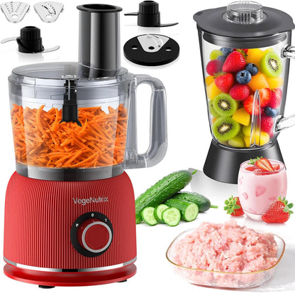 Food Processor and Blender Combo, 88 Oz Food Chopper for Meat, Vegetable and Dough, 70 Oz 700W Glass Jar Blender with 2 Speeds and Pulse for Smoothie, Nutrient Extractions, and More | 70 Oz Glass Jar Blender, for Meat, Vegetable and Dough, with 2 Speeds and Pulse for Smoothie, Nutrient Extractions, and More1