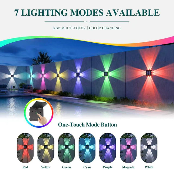 Solar Wall Lights Outdoor 2 Pack,Rgb Fence Lighting6