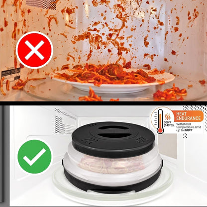 Magnetic Microwave Splatter Cover - 12-Inch Collapsible - Black | High Power, Stronger Magnetic Grip, Bpa-Free Lid, Vented Plate Guard with Steam Vents, Dishwasher Safe, Space-Saving Storage5