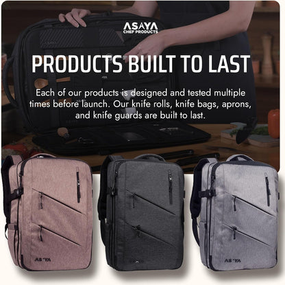 Chef Knife Backpack with 20-Pocket Knife Roll Bag - over 30 Storage Pockets Chef Bag, Professional Backpack for Chefs and Culinary Students – Knives Not Included (Grey)7