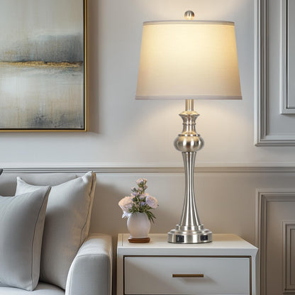 28.75" Silver Table Lamps for Living Room,Touch Lamps for Bedrooms Set of 2 - Nightstand Table Lamp with USB C+A, 3 Way Dimmable Bedside Lamps End Tables Brushed Nickel5