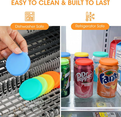 Silicone Soda Can Lids, Reusable Can Covers/Toppers for Soda, Can Saver for Soda, Pop, Coke, Beverage, Fits Slim Standard Mini Cans (6 Pack, Assorted, Bpa-Free)4