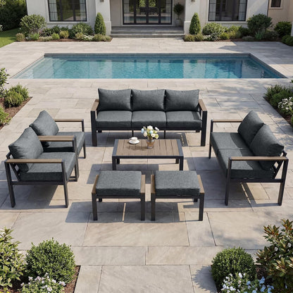 Outdoor Patio Furniture Set 9 Seats Aluminum Conversation Set8
