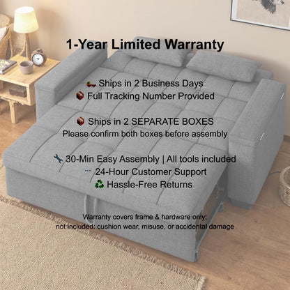 Convertible Sofa Bed 63.6'' 3 in 1 Sleeper Sofa Small Loveseat Couch8