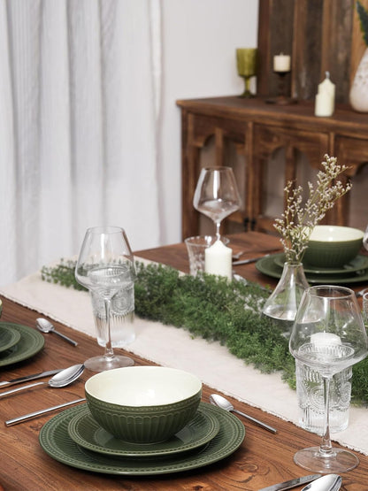 Ceramic Plates and Bowls Sets, 12Pc Handmade Dinnerware Set for 44