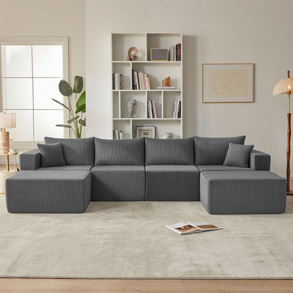 121" Boneless Couch, U Shaped Sofa, Sectional Couches for Living Room2