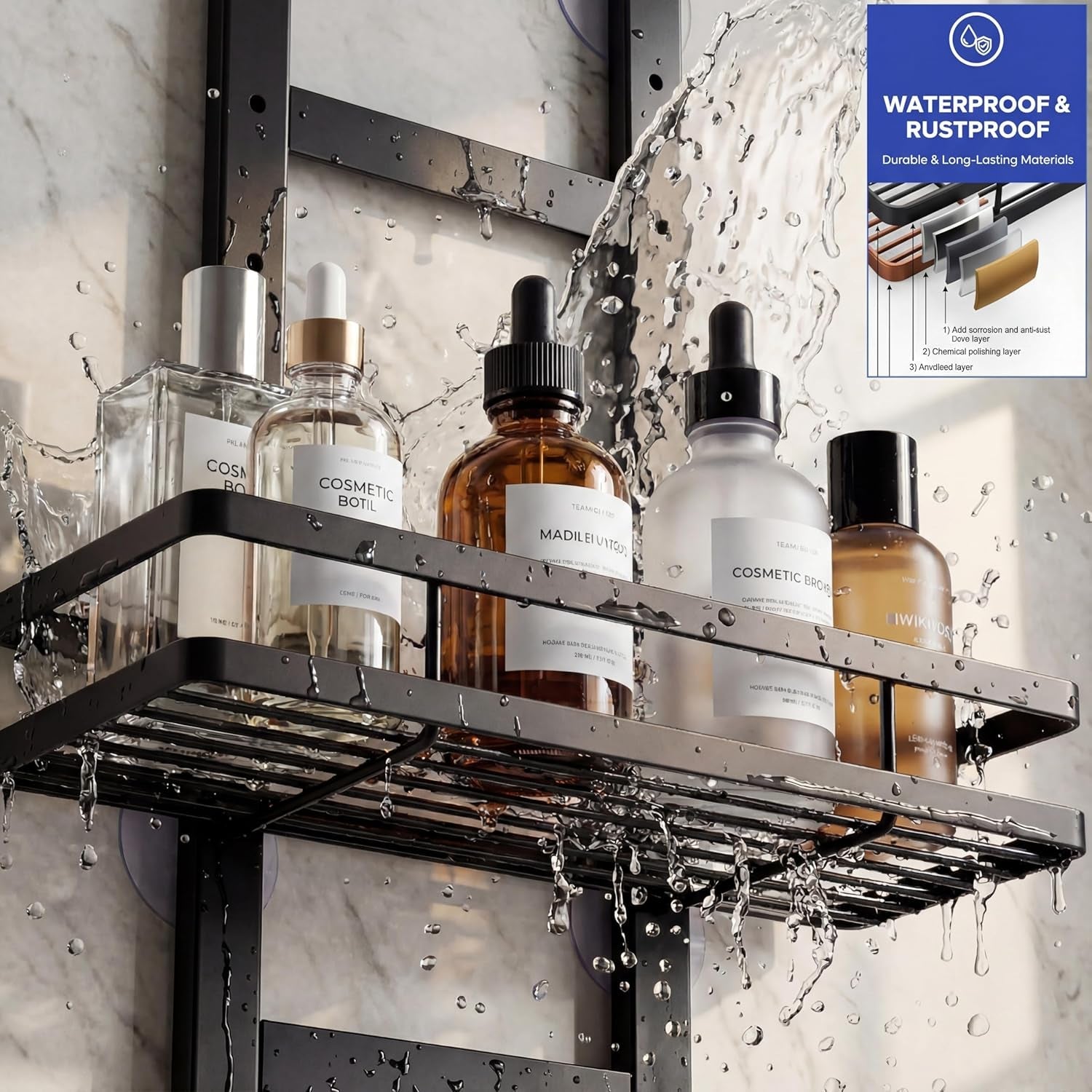 over-the-door-shower-caddy-hanging-rustproof-shower-shelves-with-waterproof-phone-pouch-2-tier-adjustable-bathroom-organizers-and-storage-no-drilling-shower-shelf-black-shampoo-soap-holder