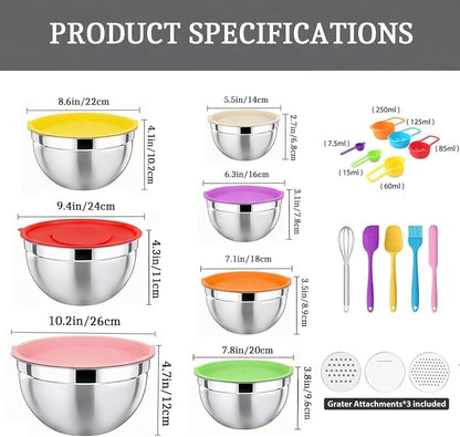 Mixing Bowls with Lids Set(Colorful-7 Sizes)2