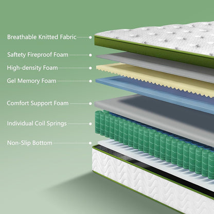 Twin Mattress 10 Inch - Twin Size Memory Foam Mattress in a Box with Individually Pocket Springs, Hybrid Gel Foam Mattresses Medium Firm, Fiberglass Free and Pressure Relief for All Sleep Positions7