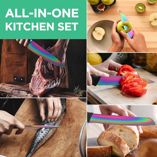 Kitchen Knife Set, 5 PCS Rainbow Knife Sets with Arcylic Block7